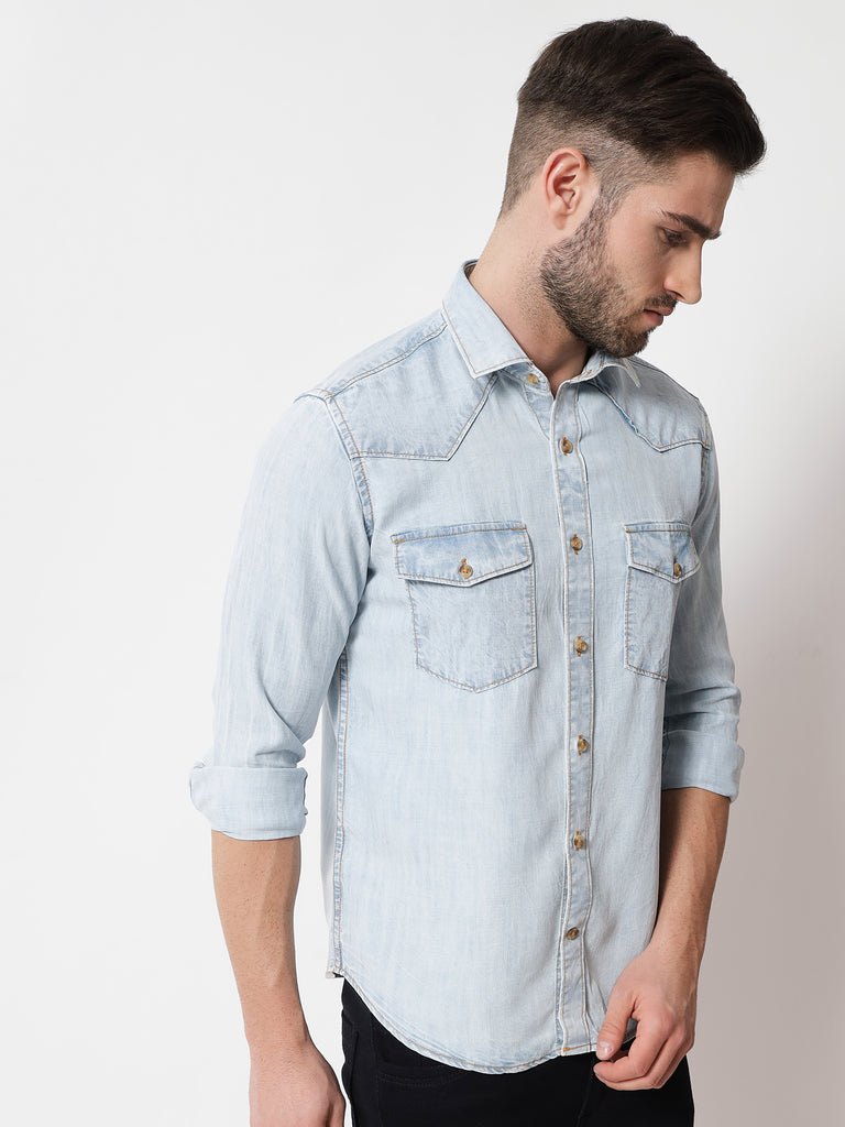Pepe Jeans Men Washed Casual Blue Shirt - Buy Pepe Jeans Men Washed Casual Blue  Shirt Online at Best Prices in India | Flipkart.com